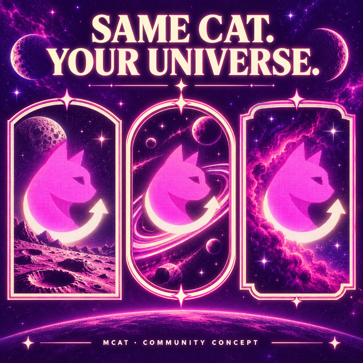 Mooncat community concept: SAME CAT. YOUR UNIVERSE.